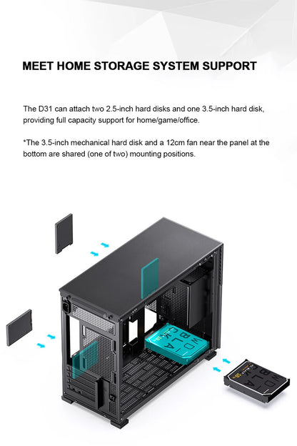 JONSBO Pinecone D31 M-ATX Computer Case Mesh Side Transparent ATX With Display Screen Games Chassis Support 360 Water Cooling