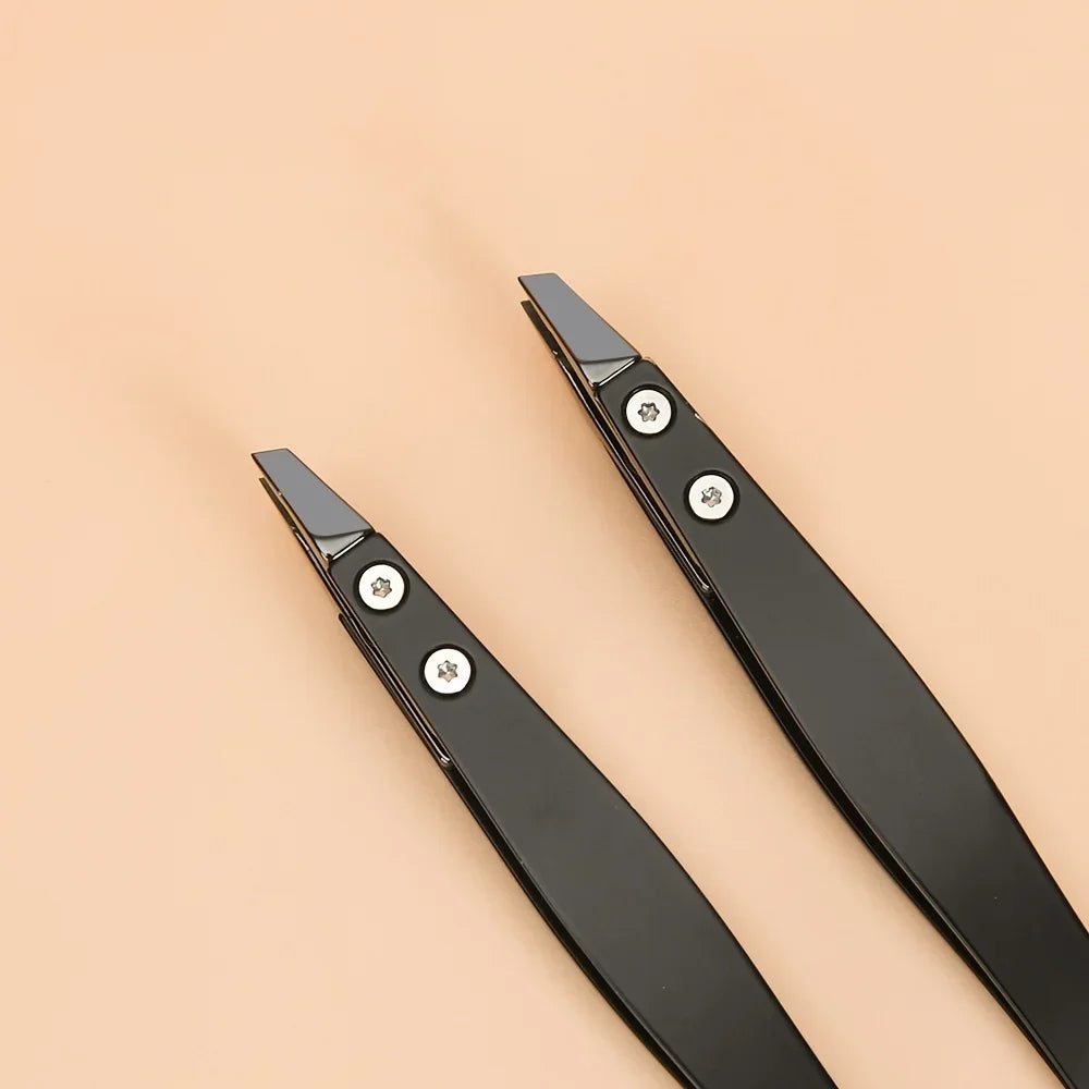Zirconia Ceramic Pointed Tweezers Stainless Steel Tweezers with Slanted Tips Edges Eyebrows Beards Hair  Eyelash Tweezers.