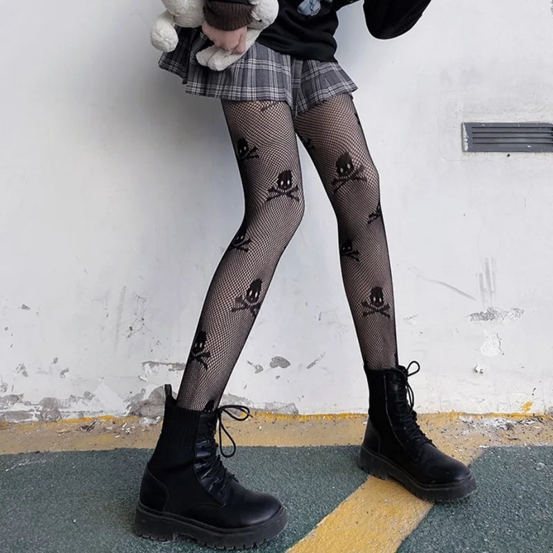 Sexy Fishnet Stockings Black Lolita Body High Socks Kawaii Long Fish Net Pantyhose Mesh Tights Lingerie Skin JK Waist Hosiery