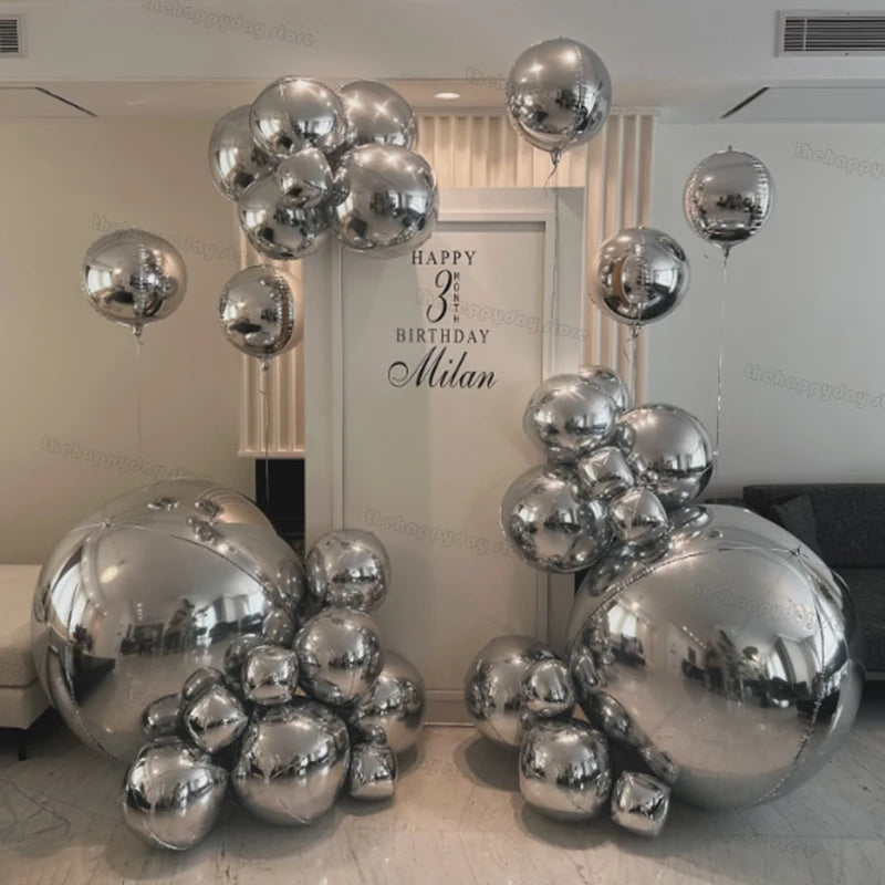 20/10/5Pcs 4D Runde Folienballons 10/18/22 zoll Metall Rose Gold Silber 4D Folienballons Helium Luft Globos Geburtstag Hochzeit Dekor.