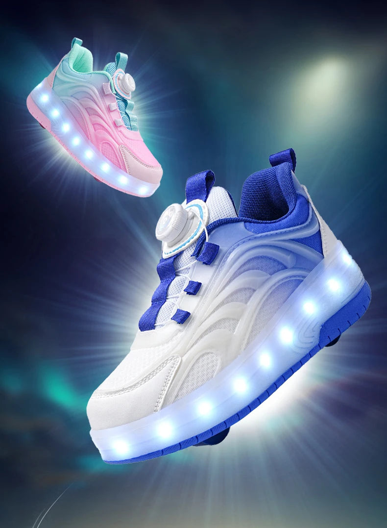 Two Wheels Children's Led Light Roller Skate Shoes For Kids Boys Girls Glowing Sports Luminous Sneakers Skateboard USB Charging.