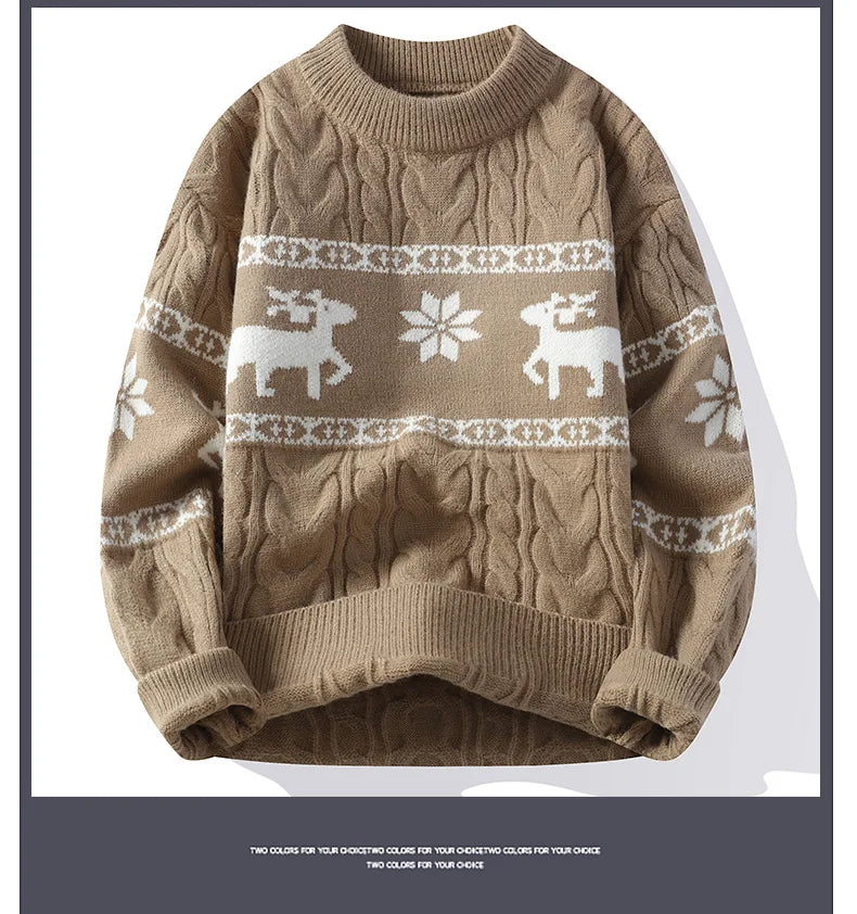 2024 Winter sweater new High End Luxury Cashmere Sweater Men Thick Warm Mens Sweaters With Deer Korean Harajuku Christmas Jumper.