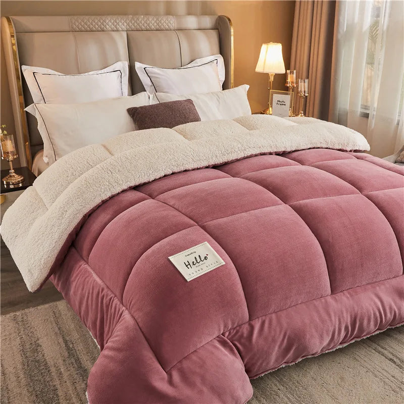 Winter Bedding Thick Quilt Blanket Thickened Warm Flannel Fleece Comforter for Cold Nights Set Bed Duvets Quilts the Blankets.