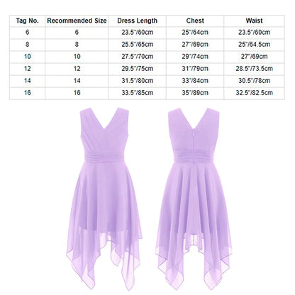 Blumenmädchen-Chiffonkleid mit floraler Spitze, Sommer, ärmellos, hoher, niedriger Saum, formelles Hochzeitskleid für Brautjungfer, Junior, Prinzessin