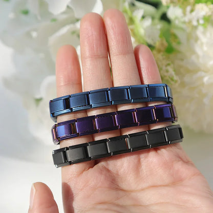 Hapiship New Women's Jewelry 9mm Width Itanlian Elastic Charm Bracelet Fashion Stainless Steel Bangle ST-.