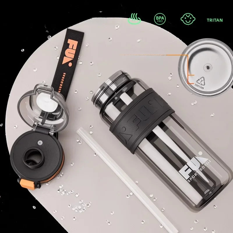 Portable Sports Water Cup For Men Tritan Material One Key Open Cover Fitness Cups High Temperature Seal Leakproof Kettle.