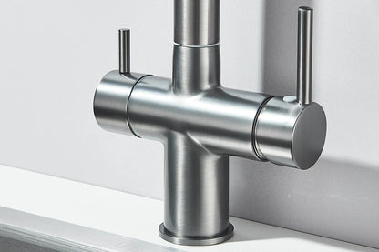 Filtered Kitchen Sink Faucet Pull Out Spray 360 Rotation Water Filter Tap Dual Sprayer Drinking Water Tap Vessel Sink Mixer