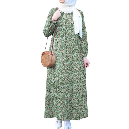 ZANZEA Islamic Women Floral Print Maxi Dress Long Sleeve Loose Casual Abaya Robes 2025 Spring Muslim Hijab O Neck Kaftan Dresses.