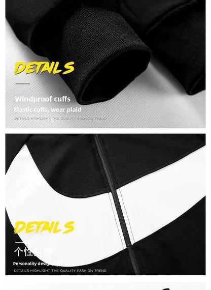 Autumn Winter Loose Hooded Long Sleeve Zipper Jacket Pants Trendy Set Men's Clothing New Hot Sale Of The Season Style Casual Out.