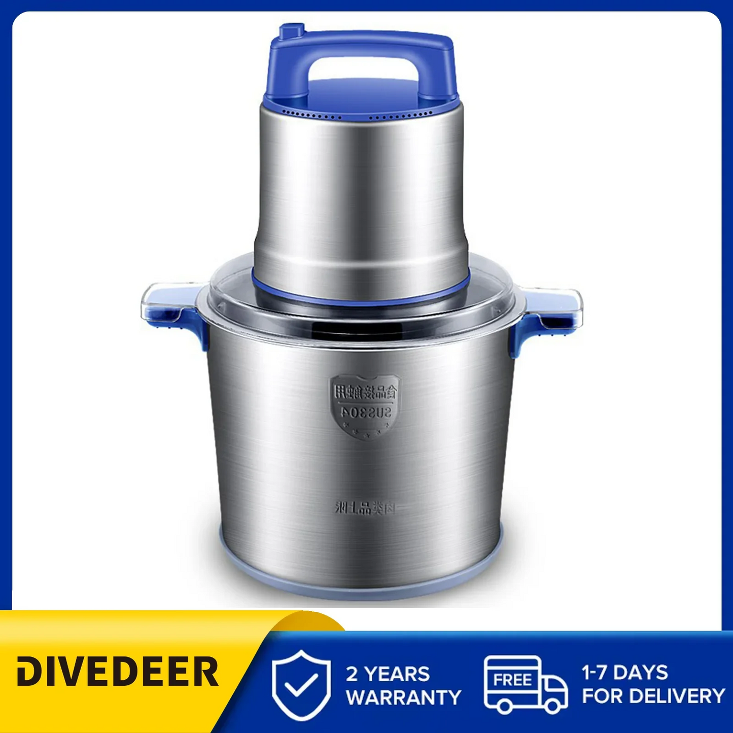 DIVEDEER Meat grinder household electric stainless steel cooking stirring garlic mince mince machine small garlic puree.