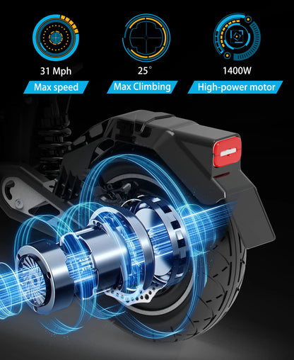 DriveTron DT10 Foldable Adult Electric Scooter, E-Scooter, 50km/h Electric Kick Scooter, 1000W Skateboards, 48V 15.6Ah Kickboard.