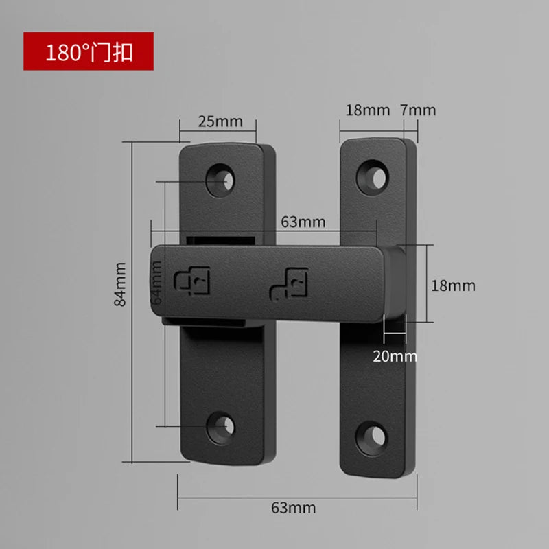 Riegel Riegel Indoor Non-Punch Türschloss Badezimmer Schiebetür Schnalle Schiebetür Snap Altmodische oberflächenmontierte Zimmertür