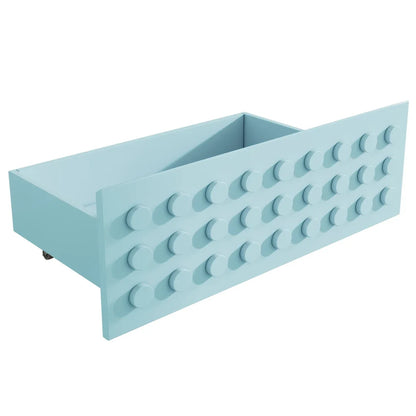 Jugendbett mit kreativem Blockdesign, Gestell aus Massivholz mit Gitterrost, mit Stauraum unter dem Bett, ohne Matratze