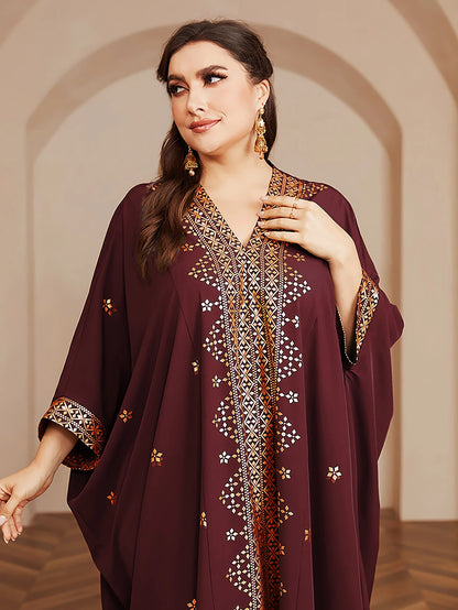 Wow! Langarm-Abaya in Übergröße mit Goldfolie – atemberaubendes arabisches Kleid, steigern Sie Ihren Stil für jede Veranstaltung!