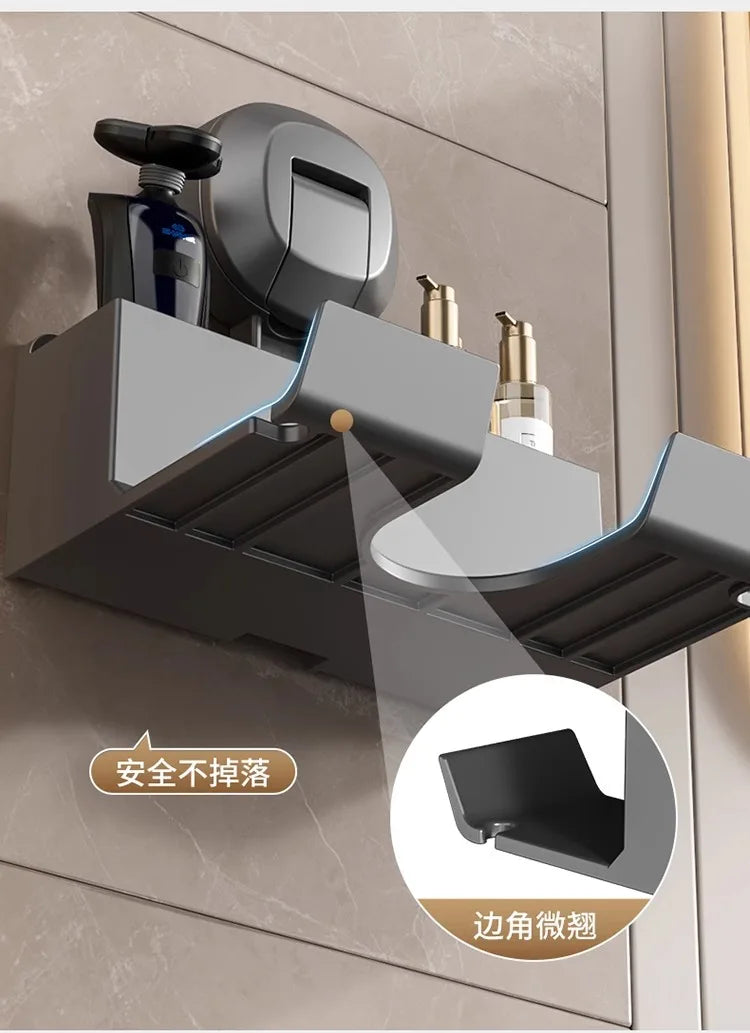 Halterung für Haartrockner, Aufbewahrungsregal mit Saugnapf, ohne Stanztoilette, Aufbewahrungsregal für das Badezimmer, Aufhänger für Haartrockner