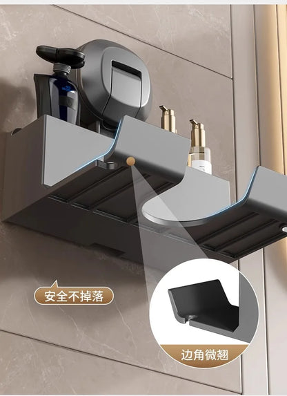 Halterung für Haartrockner, Aufbewahrungsregal mit Saugnapf, ohne Stanztoilette, Aufbewahrungsregal für das Badezimmer, Aufhänger für Haartrockner