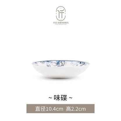 Blue Peacock Bone China Dining Plate Blue and White Kitchen Tableware Flower Ceramic Tableware Home Dining Bar Main Course Plate