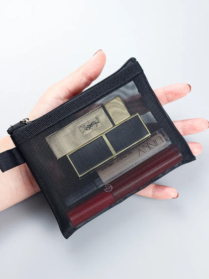 1/3pcs Mesh Clear Cosmetic Bags Small Large Black Makeup Bag Portable Travel Toiletry Organizer Case Lipstick Storage Pouch.
