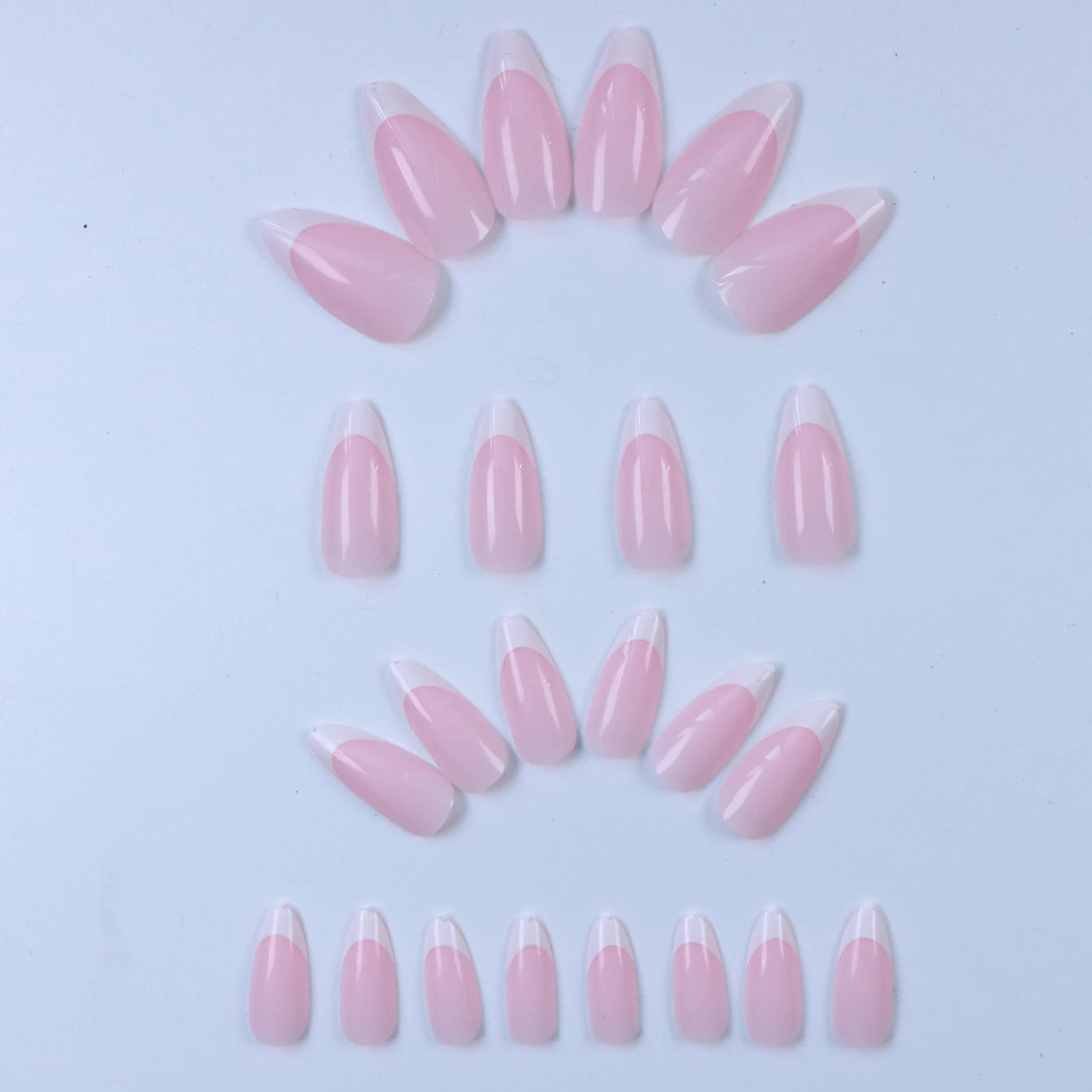 24PCS- French white border almond nails-Whitening Nail Art Set With Detachable Fake Nails For Festival- Date And Daily Wear.