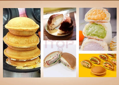ITOP Gelato Panini Press Machine Commercial Ice Cream Waffle Maker Krapfen Bread Hamburger Filling Machine 10cm 1200W 110V 220V.