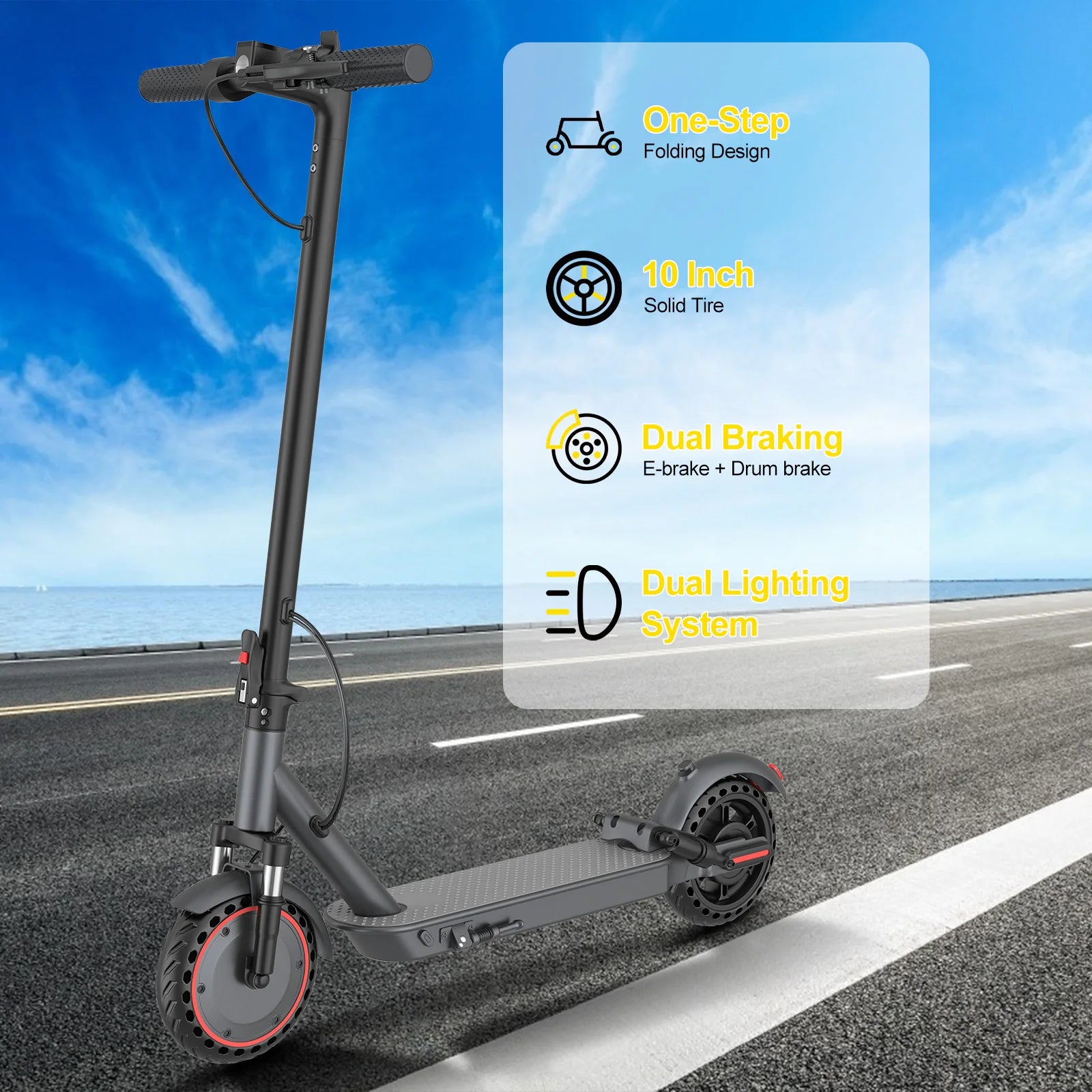 AOVOPRO LP10 500W Electric Scooter 42V 10.5Ah 35KM/H 35KM Long Range 10 Inch with Shock Absorption Smart Foldable EScooter.