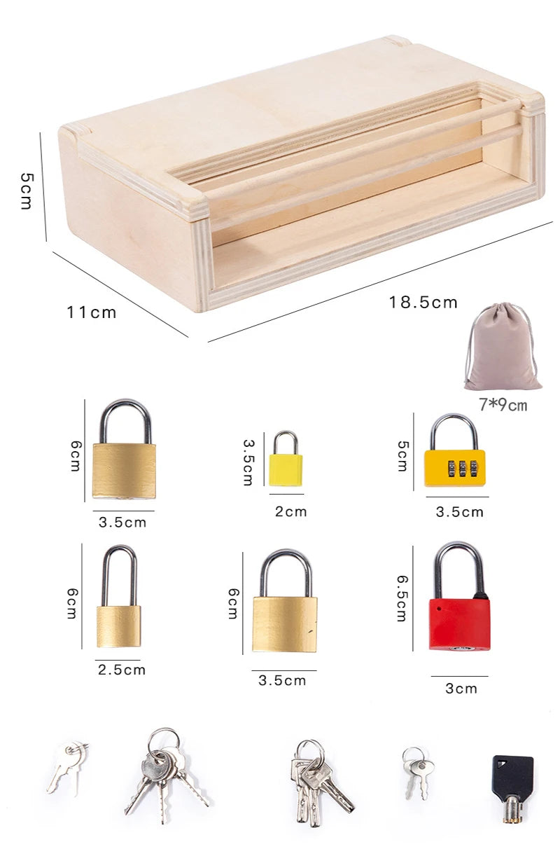 Montessori Unlocking Toys Learning Locks With Keys Children Educational Game Fine Motor Training Sensory Materials Teaching Aids.