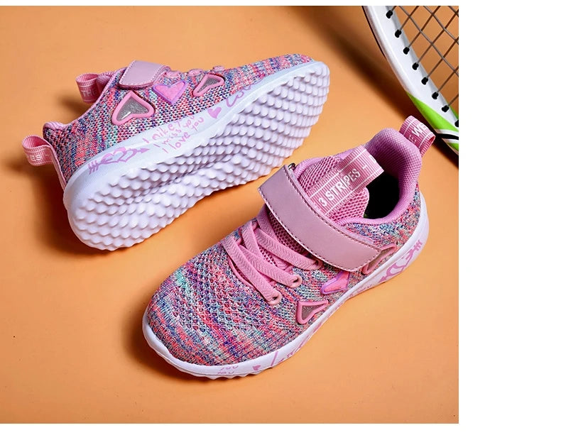 Girls Casual Shoes Light Mesh Sneakers Kids Summer Children Spring Autumn Tenis Cute Sport Cartoon Female Running Sock Footwear