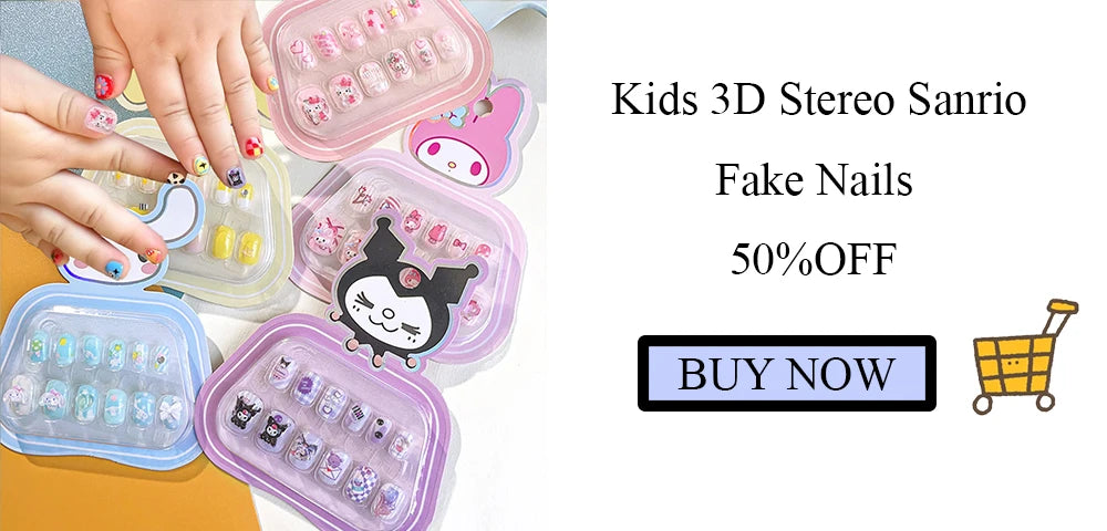 24Pcs 3D kuromi press on nails Y2K Cartoon Handmade Fake Nails Black Gel nail Wearable Nails Cinnamoroll Melody Anime False Nail.