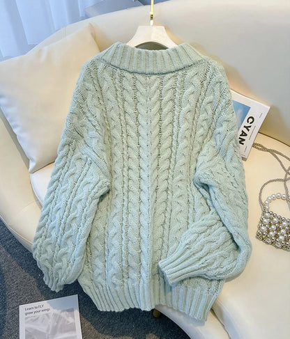 MEXZT Harajuku Pullover Frauen Mode Übergroßen Rosa V-ausschnitt Gestrickte Pullover Koreanische Langarm Strickwaren Winter Casual Jumper