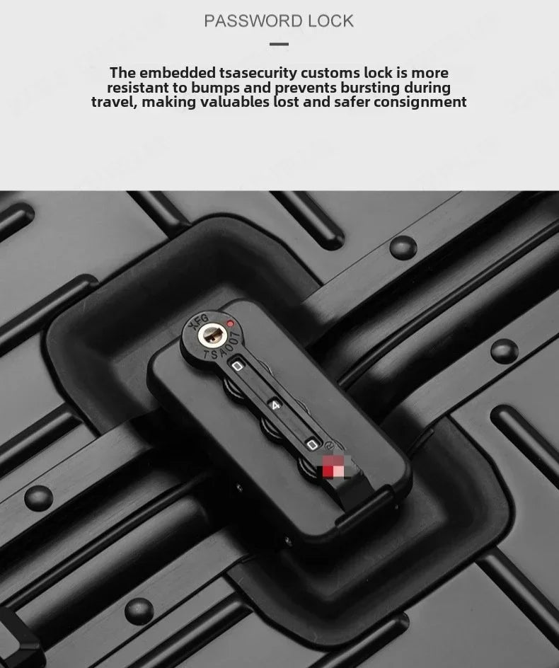 Trolley Box Rollgepäck Silber Koffer mit hoher Kapazität Koffer aus Aluminium-Magnesium-Legierung Universalrad