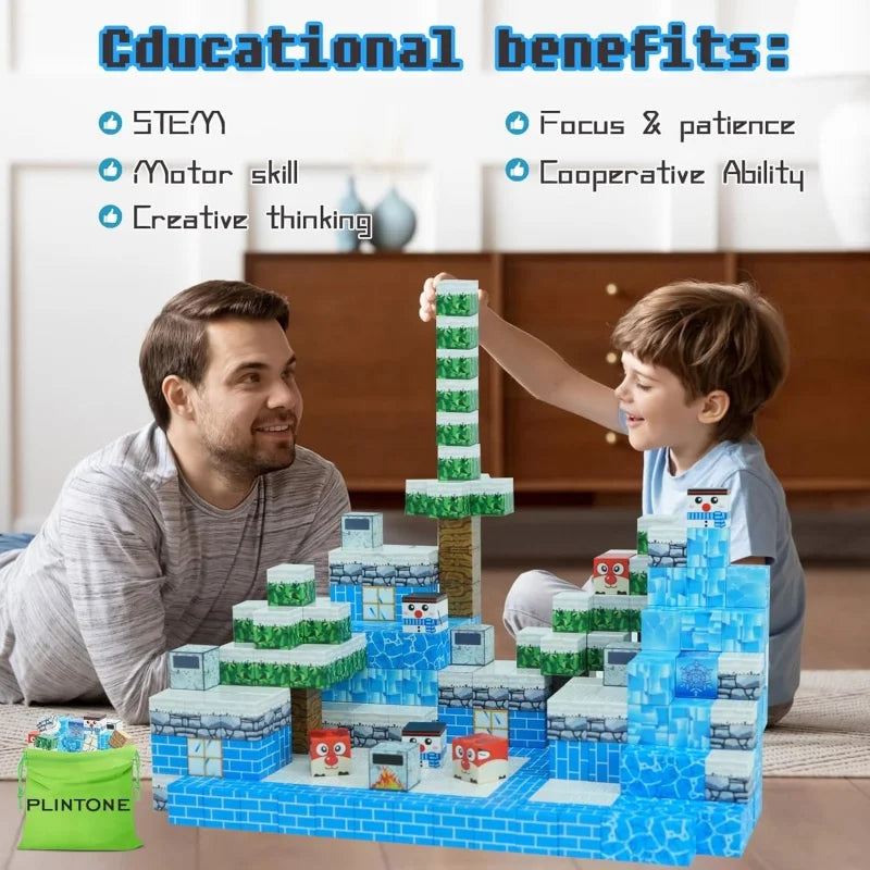 Magnetic Blocks Ice Castle Building Set Montessori Toddler STEM Sensory Toys Christmas Birthday Gift Educational Stacking Game.