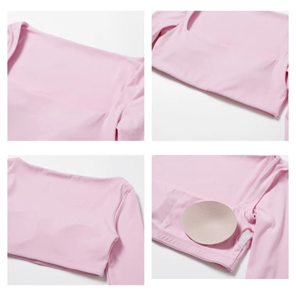 Sports Long sleeved Women Outdoor Running Gym Fitness Wear T-shirt Long sleeved Yoga Shirt Gym Push Up Workout Single Piece Top.