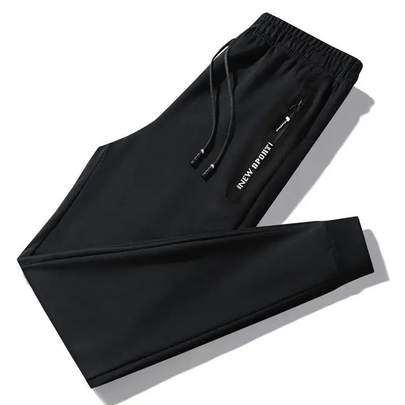 Autumn Winter Men's Loose-fit Casual Straight-leg Pants Fleece-lined Thickened Bunded Feet Sweatpants Trendy Male Style