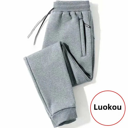 Men's Loose-Fit Fleece-Lined Long Casual Pants Autumn/Winter 2024 Spring/Autumn Korean Style Straight-Leg Pants For Youth