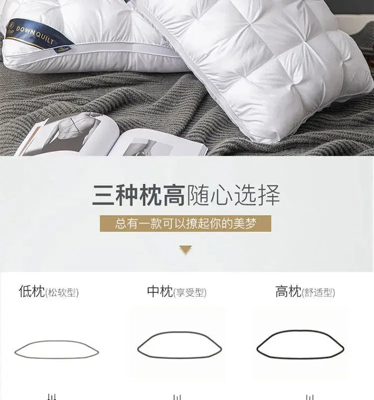 New Hilton Twisted Flower Bread Pillow Feather Velvet Neck Protection Hotel Pillow Core Single Person Not Easy to Collapse.