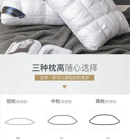 New Hilton Twisted Flower Bread Pillow Feather Velvet Neck Protection Hotel Pillow Core Single Person Not Easy to Collapse.