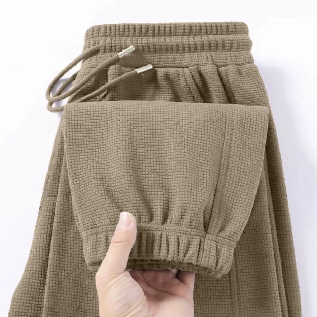 Men's Breathable Casual Pants, Heavyweight Waffle Style Loose Straight Leg Pants Jogging Pants Men's Trousers.