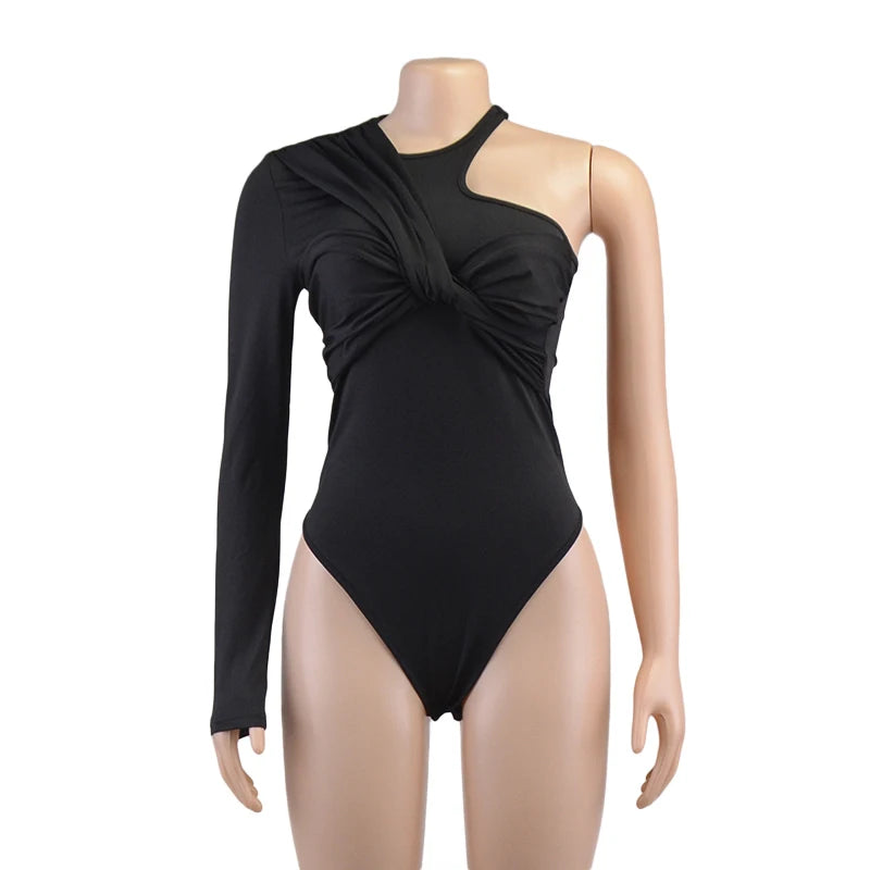 commute elegantly one shoulder tops streetwear bodysuits clothes catsuit size summer sexy bodysuit women body blanc femme.