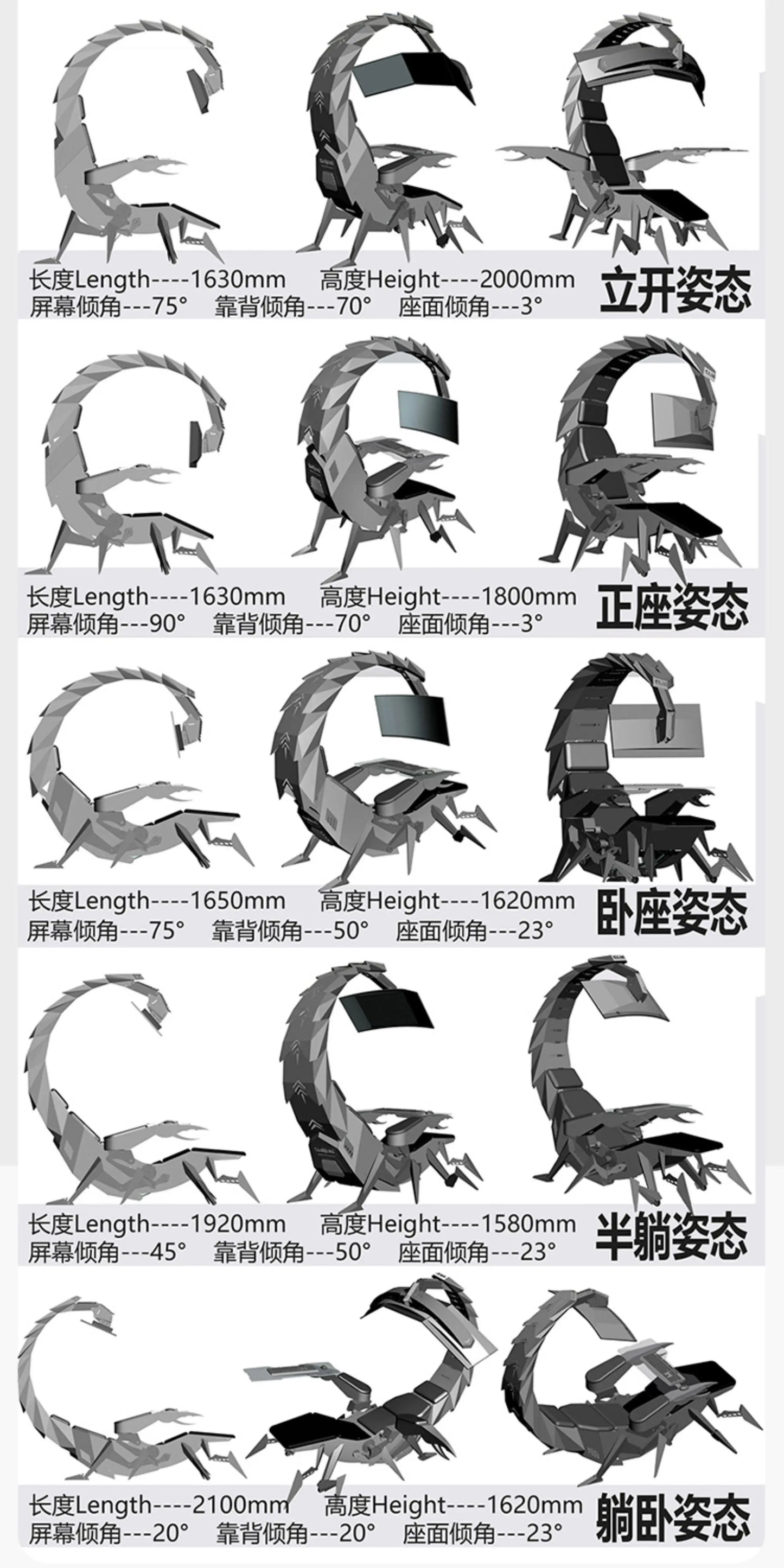 Heiße Luxus-Home-Office-Möbel Zero Gravity Großhandel Computer Cluvens Gaming-Stuhl Scorpion Chair für 3 oder 5 Monitore