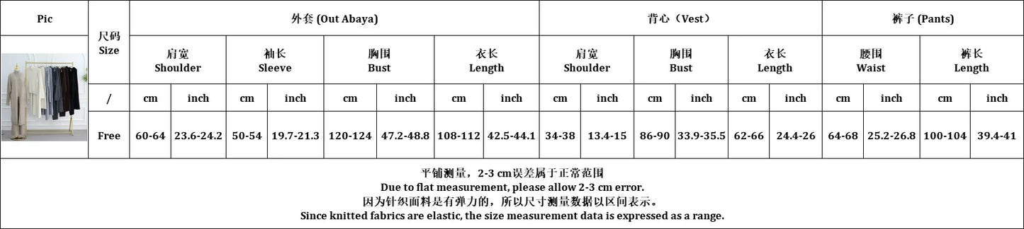 Winter Thicken 3 Piece Muslim Sets for Women Knit Tops Pants Islamic Outfit Sweater Dress Dubai Abaya Kaftan Musulmane Ensembles.