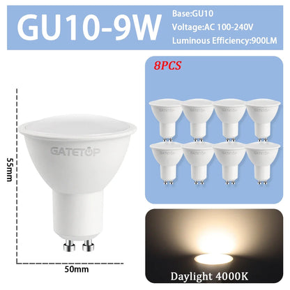 8PCS Led-lampe E27 B22 E14 220V GU10 Spot Licht 9W LED Glühlampe Retro Edison Vintage lampe AC 220V 110V Glas Lampen für Zuhause