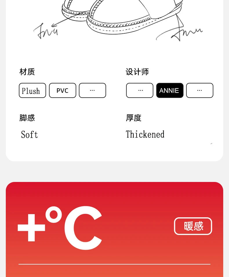 Litfun Women's Warm Fuzzy Slippers Winter New Fur Collar Indoor Plush Flat Slides Fluffy Women Cotton Shoes Furry House Slippers.