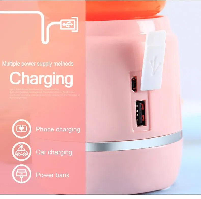 Portable Electric Fruit Juicer Wireless USB Rechargeable 6 Blades Mini Mixer Multifunction Summer Smoothie Blender Machine.