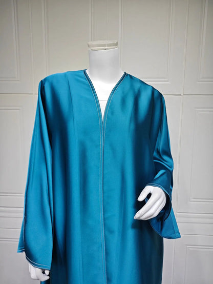 Ramadan Satin Open Kimono Abaya Dubai Luxury 2025 Muslim Kaftan Dress Abayas Women Islam Clothing Robe Femme Musulmane Kebaya.