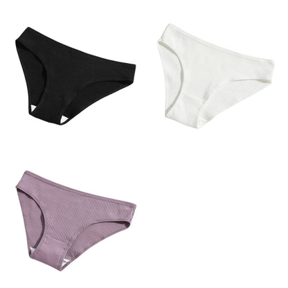 3Pcs/Set Cotton Panties Women Low Waist Underwear Seamless Briefs Solid Color Sports Breathable Underpants Female Lingerie