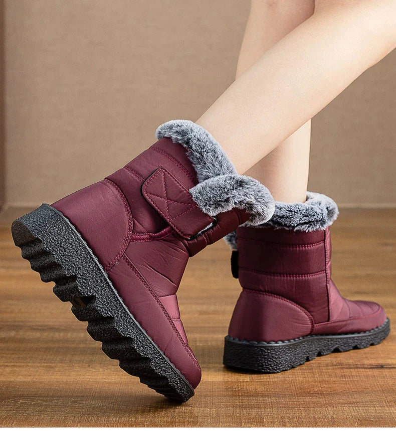 Boots 2025 Women's Boots Fur Botas Mujer Super Warm Winter Boots For Snow Women Low Heels Winter Shoes Woman Black Rubber Boot