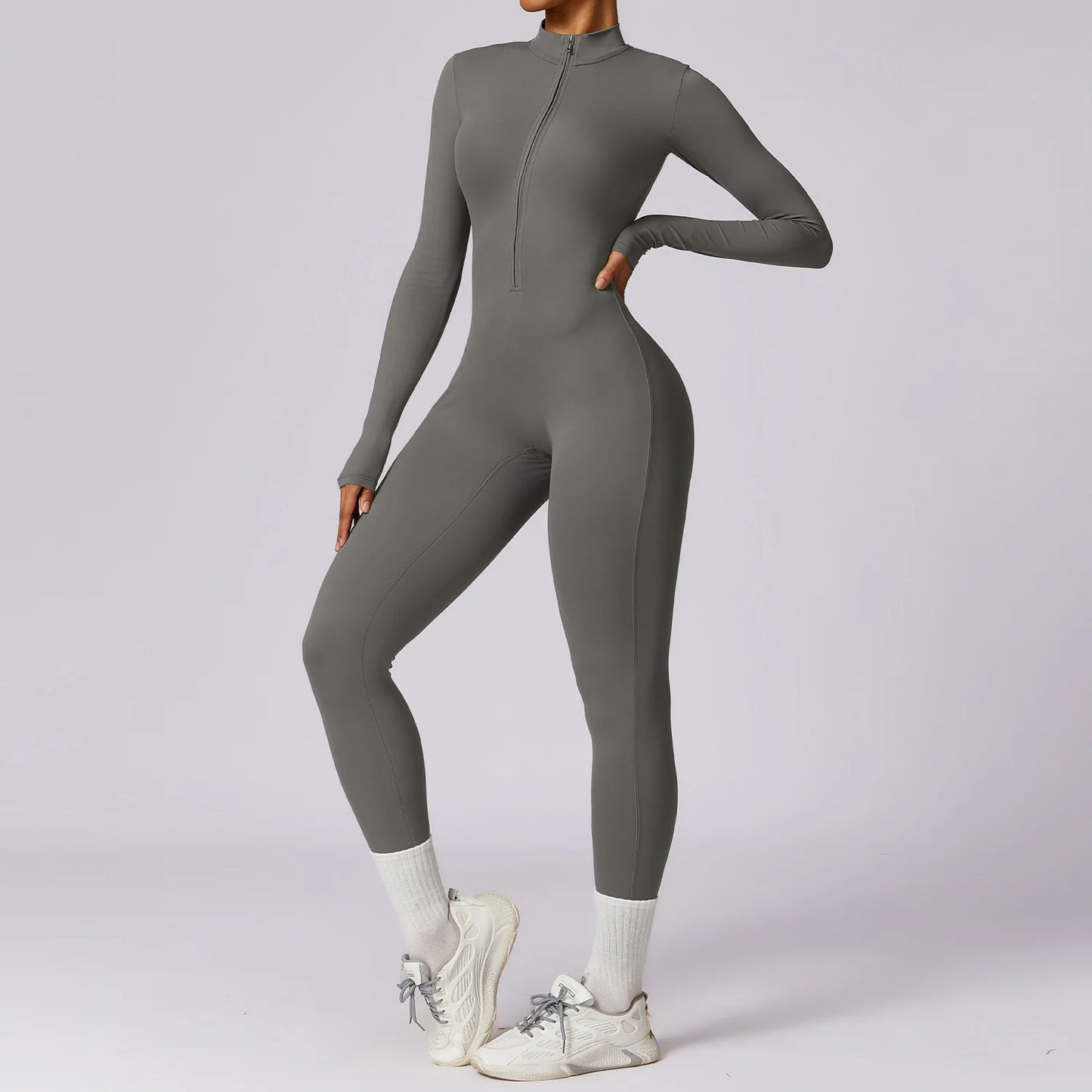 Zipper Long Sleeve Jumpsuit Gym Sportswear Women Yoga Boilersuit Women Sports Jumpsuit Fitness Rompers Stretch Workout Bodysuits