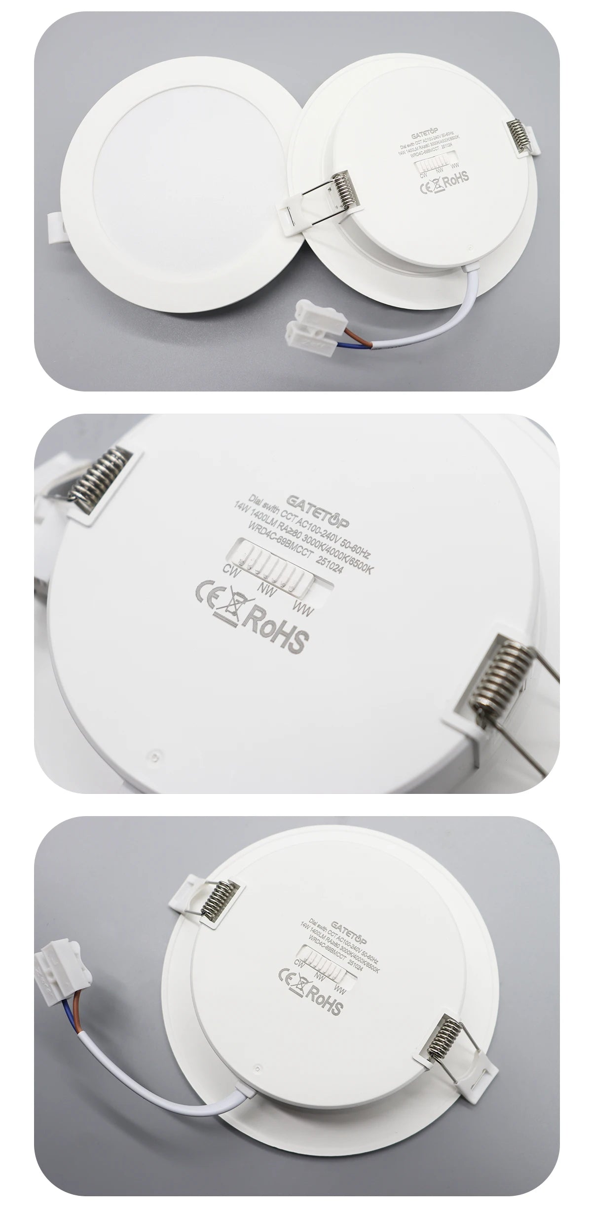 10 stücke CCT Spot Downlight Einbau LED Decke Licht 3 Farbe Eingestellt AC100-240V Zifferblatt Schalter 3000 K/4000 K/6500 K Innen Beleuchtung