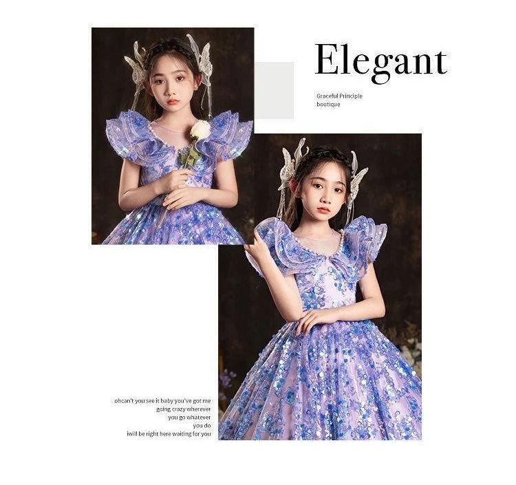 Mädchen Prinzessin Geburtstag Party Blumenmädchen Hochzeit Schönheit Kleid Kinder Leistung Elegantes Weiß Rosa Tutu für formelle Anlässe.