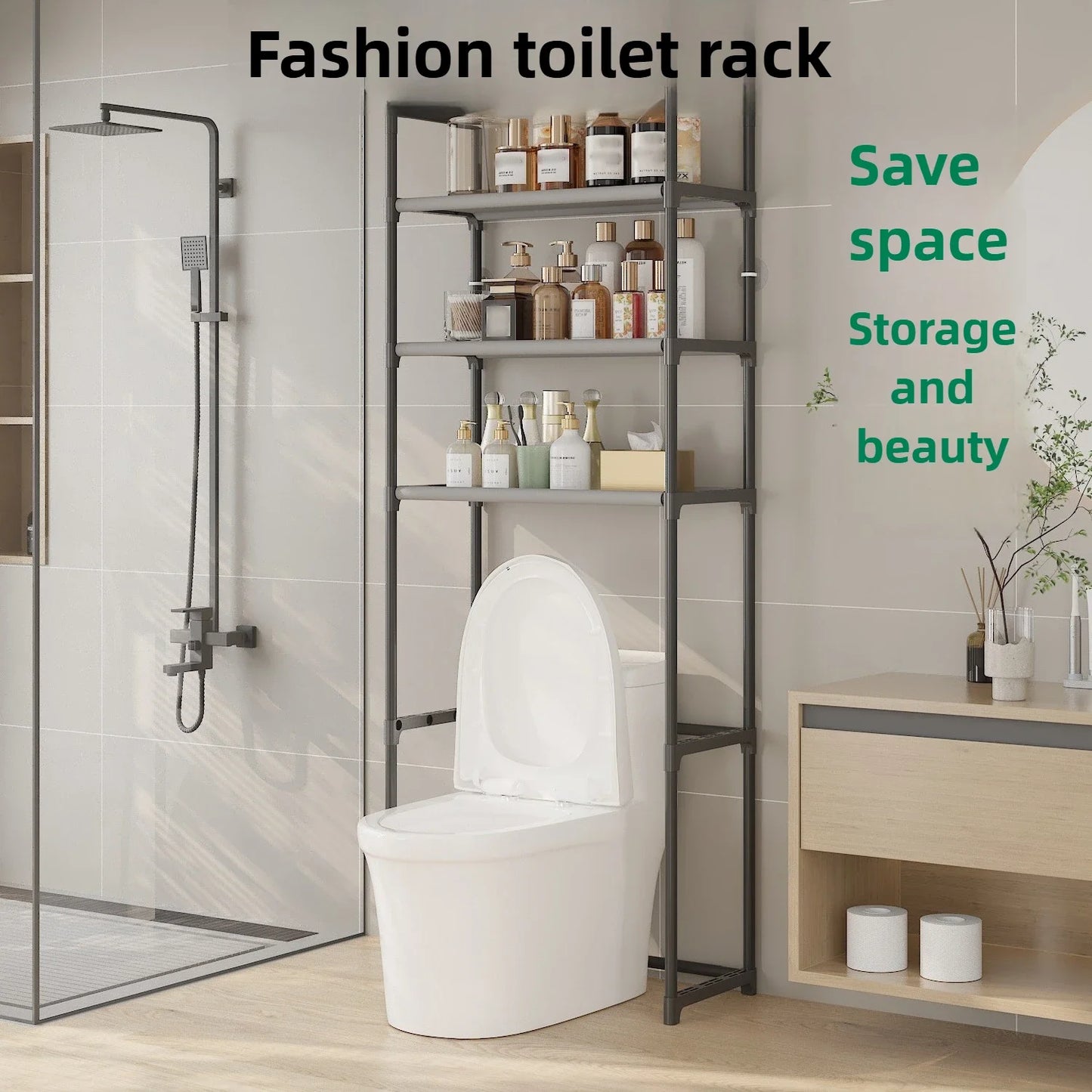 Badezimmer-Aufbewahrungsregal, Waschmaschinenständer aus Kunststoff, wasserdichtes, bodenstehendes Badezimmer für den Haushalt ohne Bohren